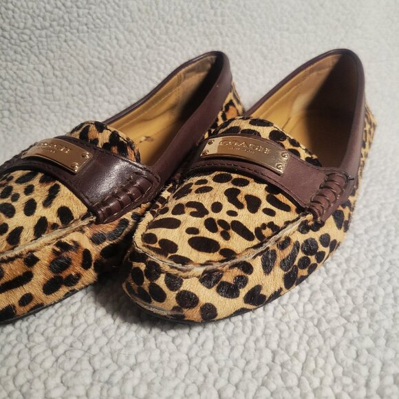 Coach Fredrica Leopard Print Slip-On Driving Loafer Flats - Picture 4 of 11